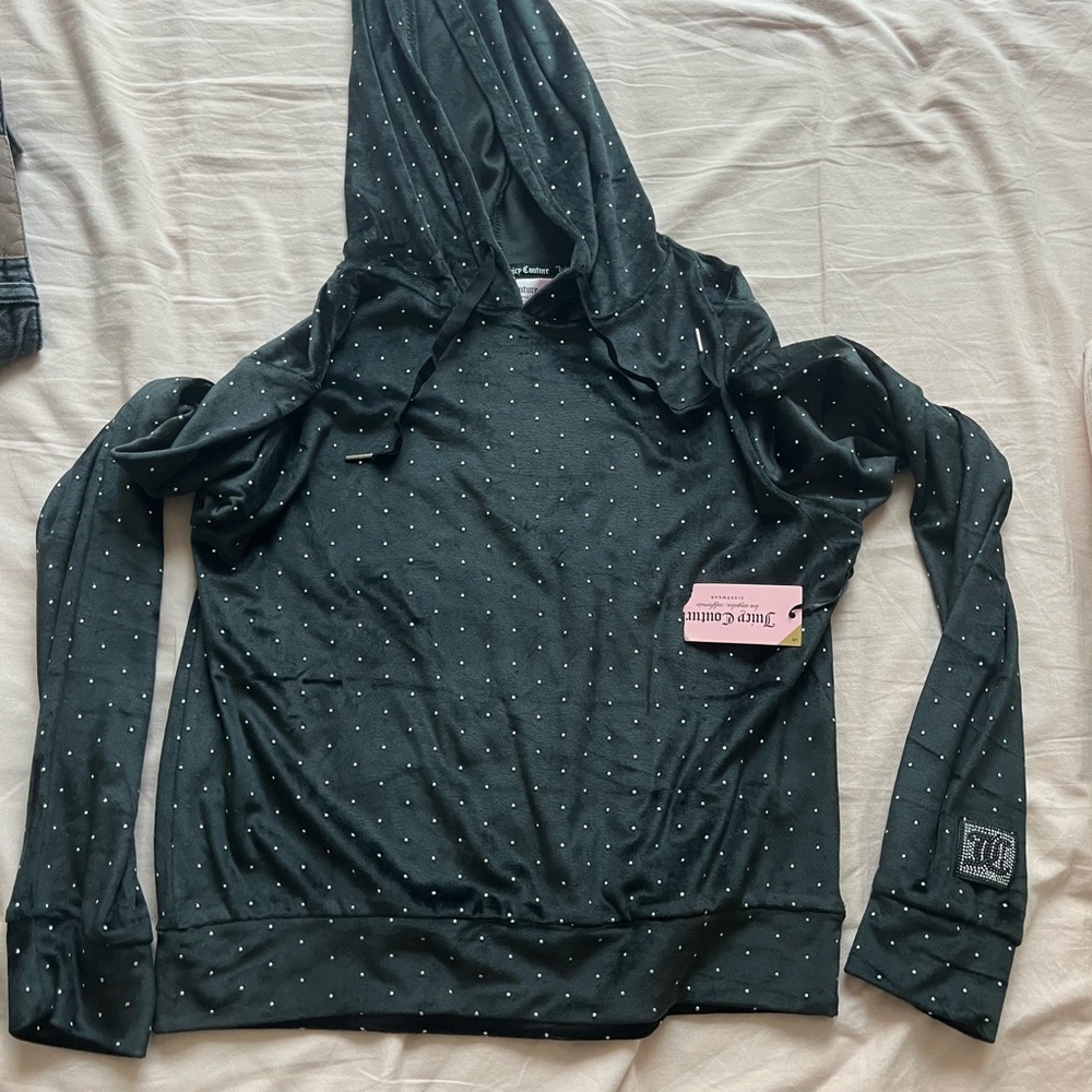 Juicy Couture Thin Black Hoodie with Gems